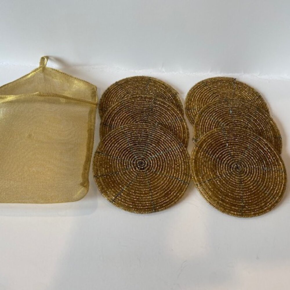 New Gold Beaded Coasters. Perfect for the holidays!